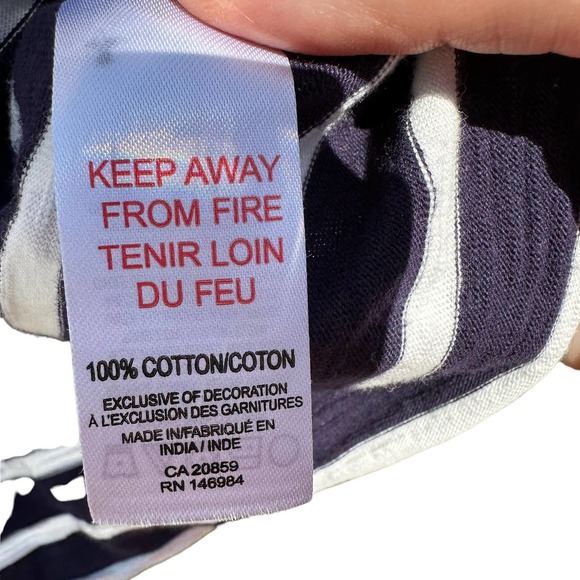 Hatley - Navy White Striped Boat Neck Shirt with Embroidered Red Anchor, SizeL - Picture 7 of 9